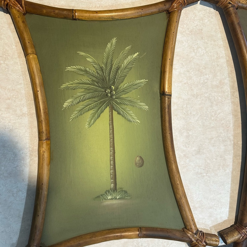 Tropical Palm Tree Wall Art with Bamboo Frame
